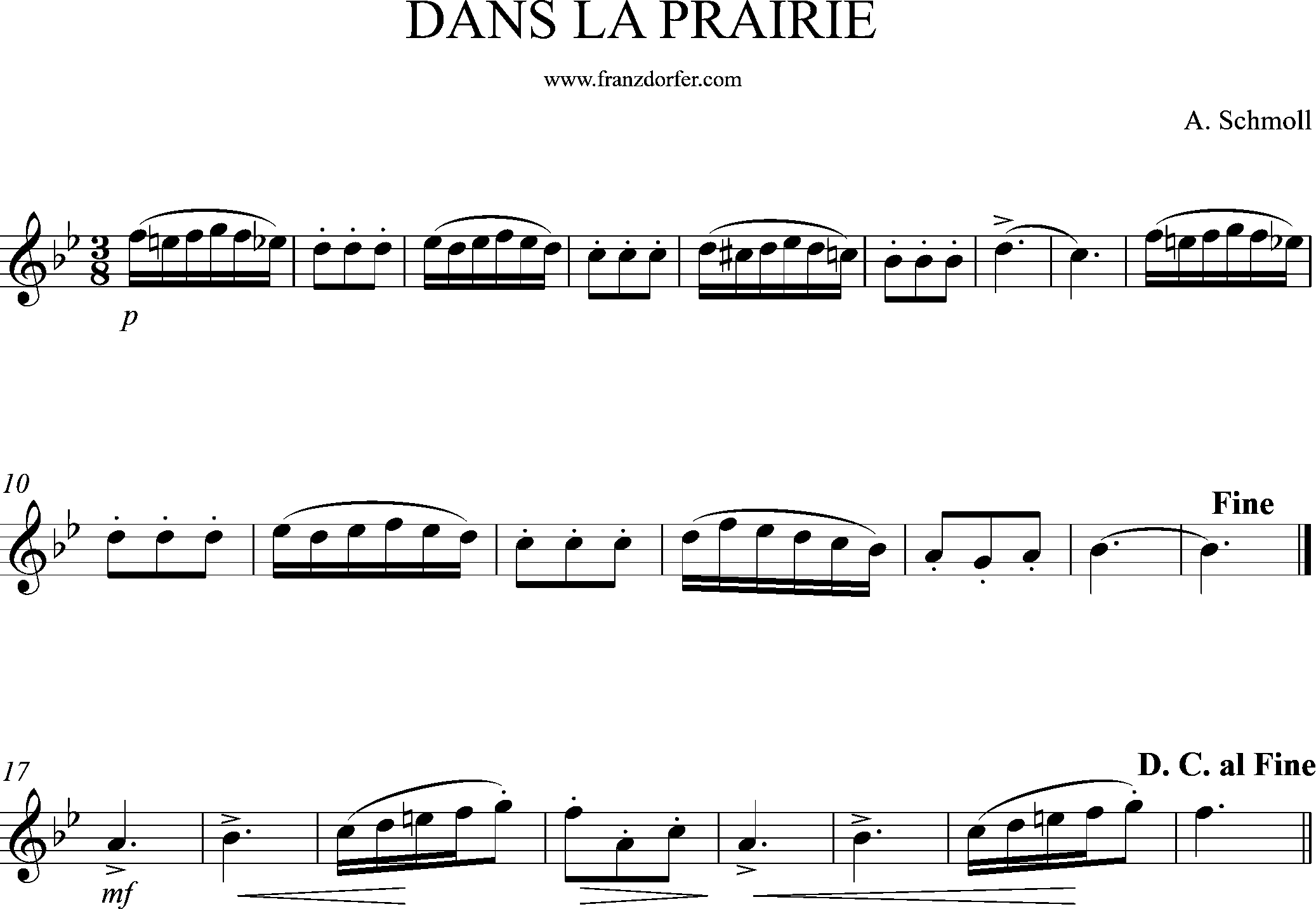 clarinet sheetmusic, Danse la Prairie, Bb-Major